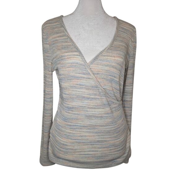 Madewell Space Dye Soft Rainbow Faux Wrap Sweater Top Small - Picture 3 of 6